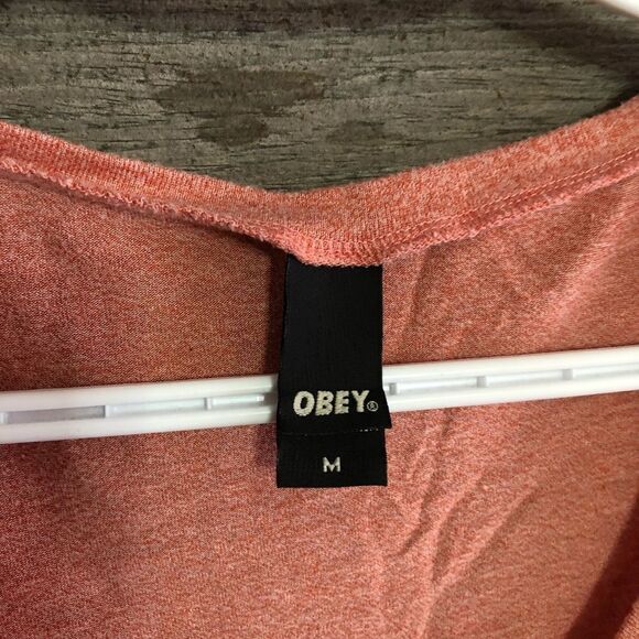 obey Size Med Red Logo Scoop Neck T-Shirt - Picture 4 of 5